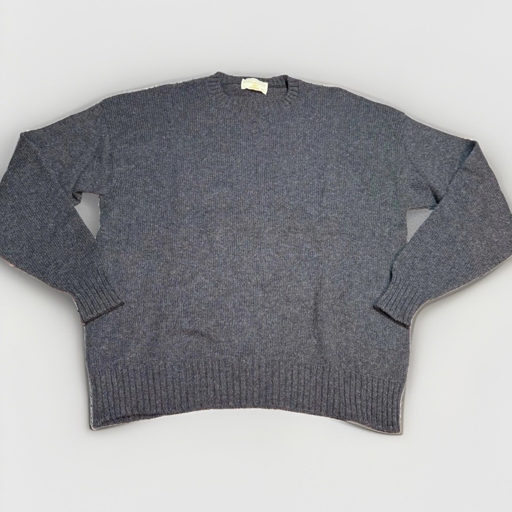 Lord Jeff Crewneck Sweater Mens XL Gray Ribbed Knit Pullover Made in USA